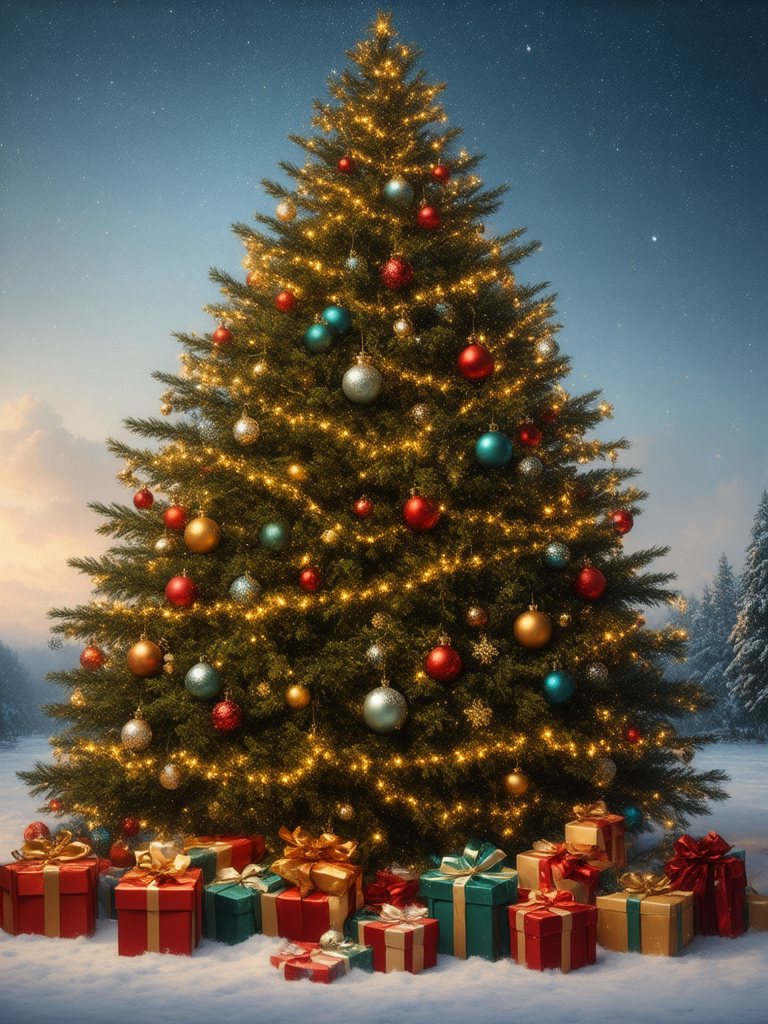 Christmas tree with shiny