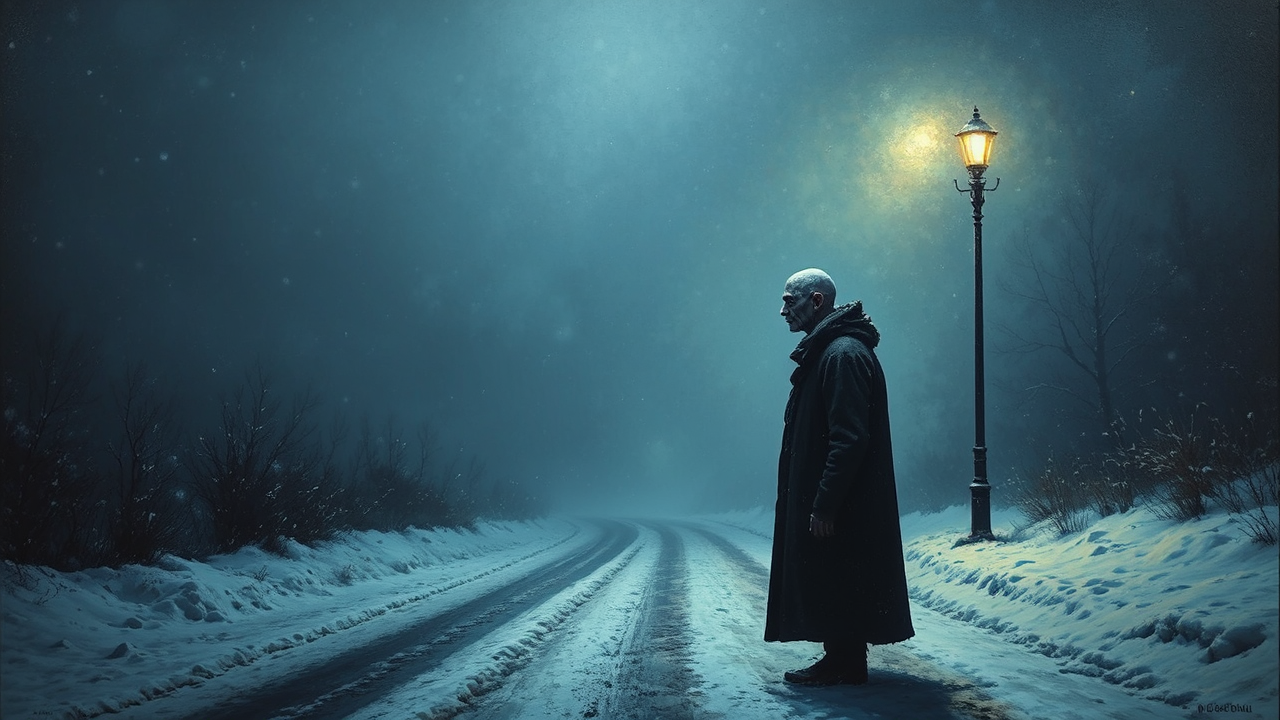 A man stands under