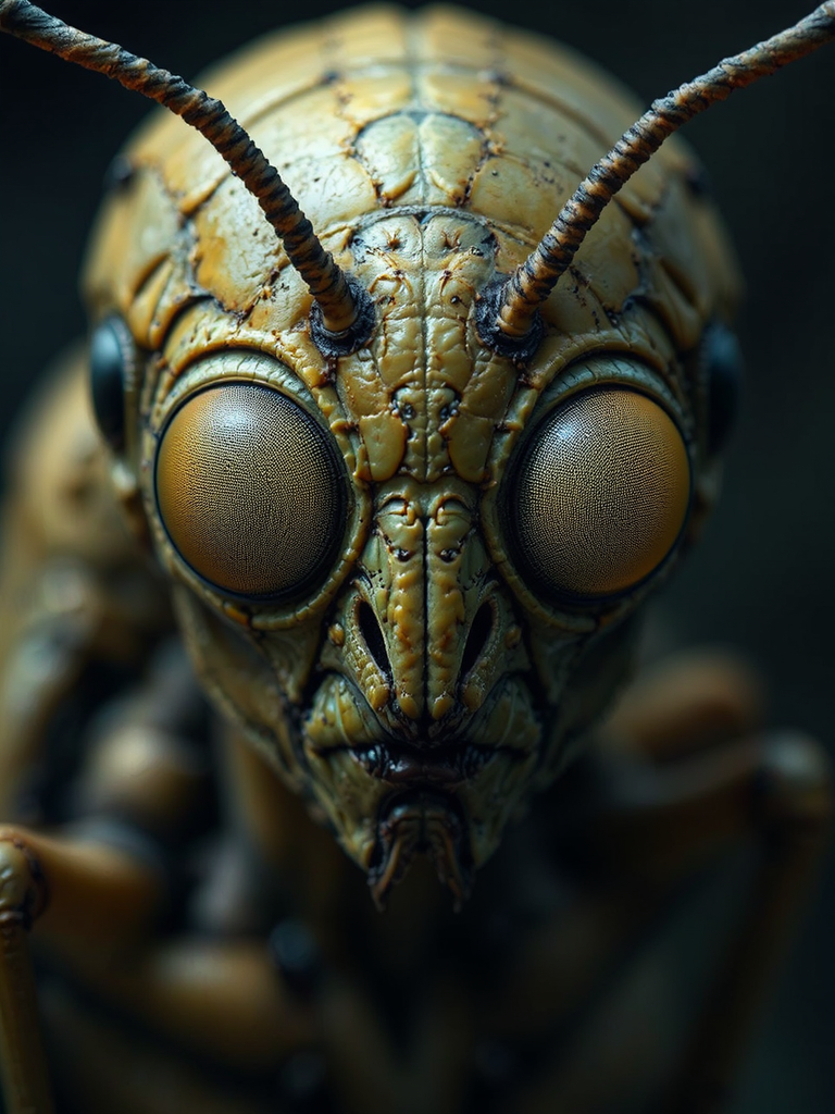 Human insect with glowing