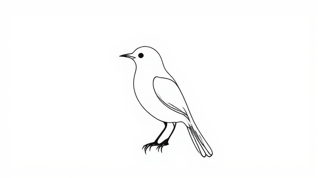 Bird's outline in black