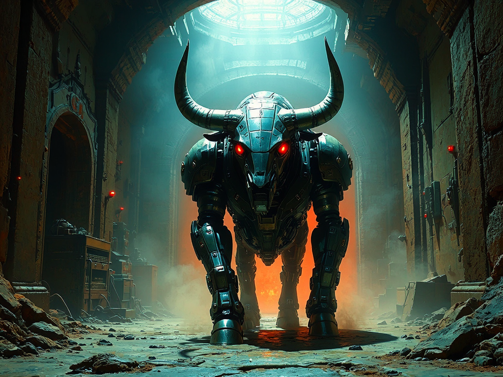 Robot bull in armored