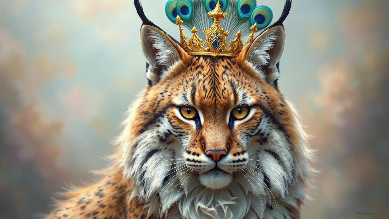 Lynx in pastel-colored fantasy