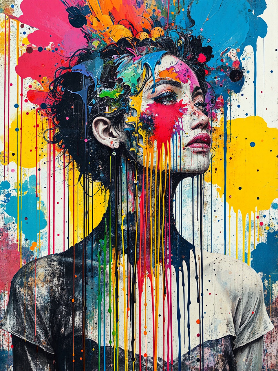 Brilliant colors and spilled