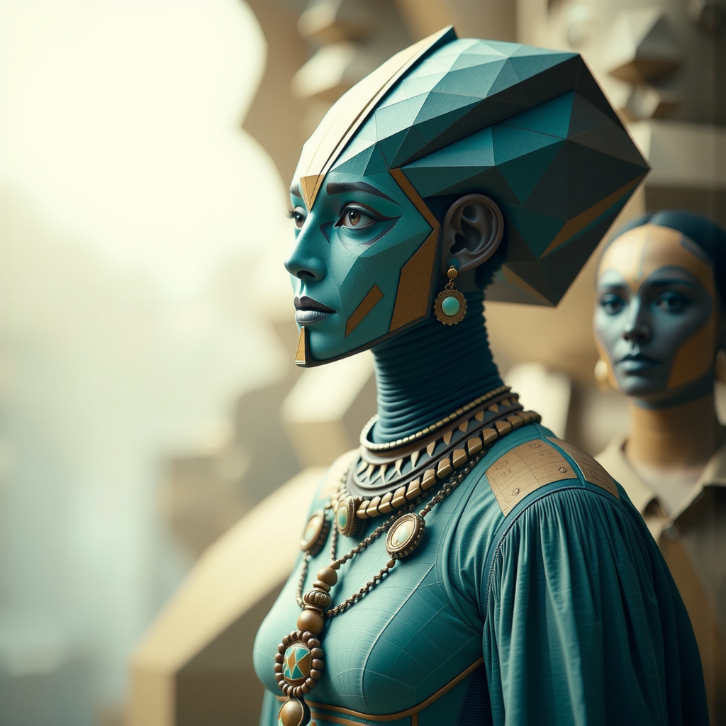 Hyperborean priestess in headdress.
