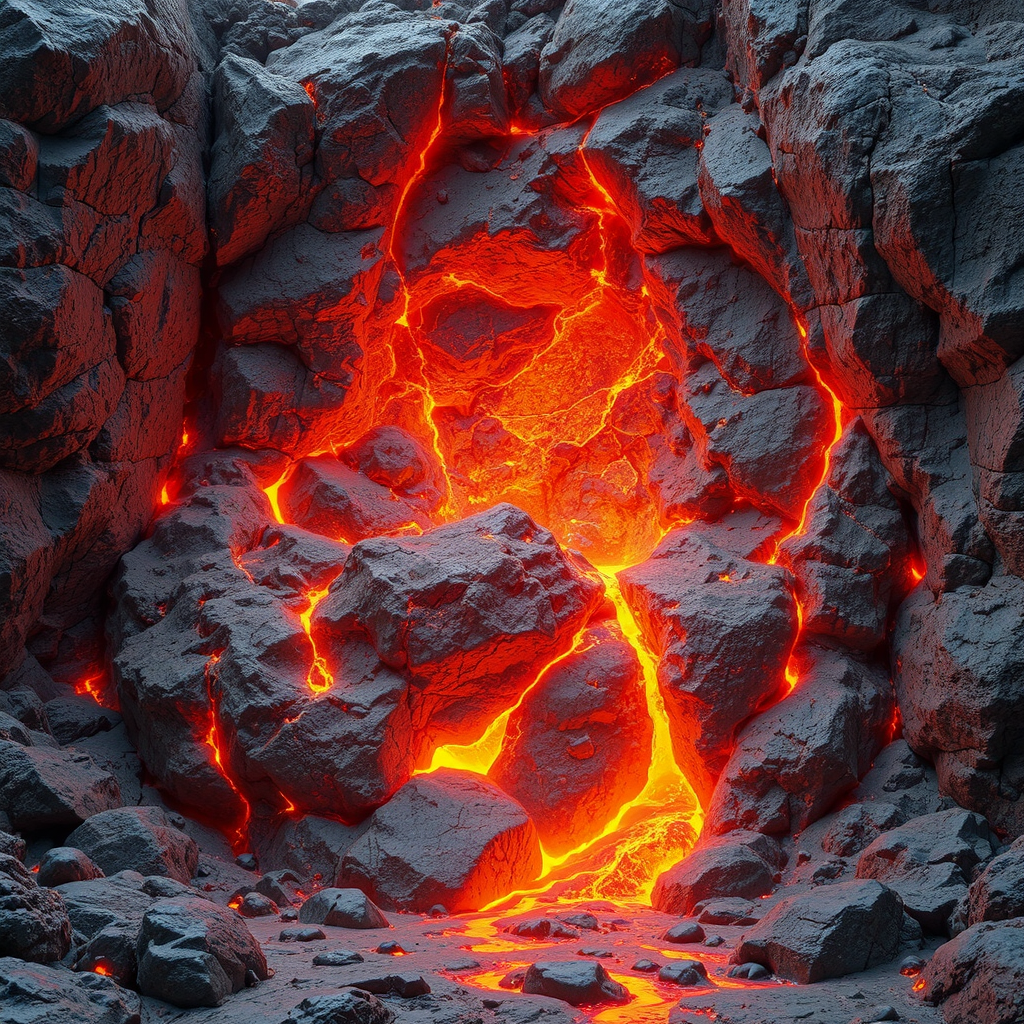 Glowing lava rock with