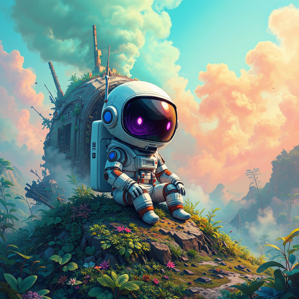 Android astronaut in futuristic