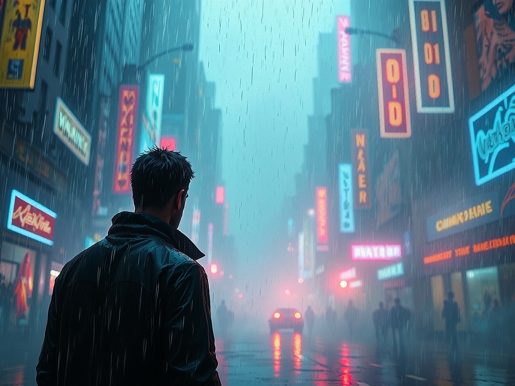 Lonely man in heavy