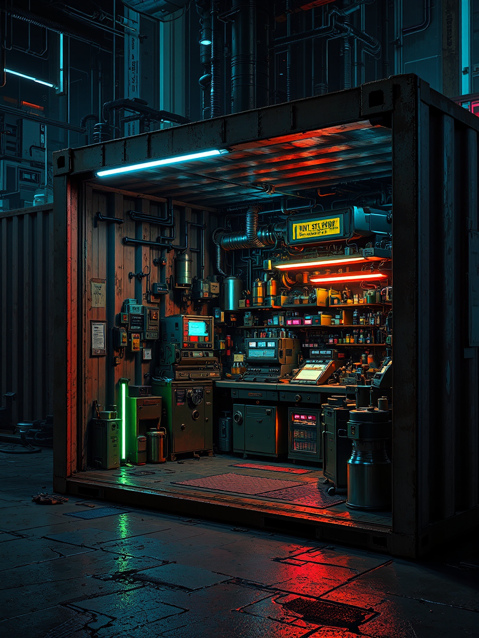 Shipping container sci-fi machine